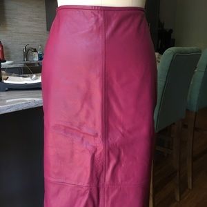 Magenta Vintage Banana Republic Leather Skirt